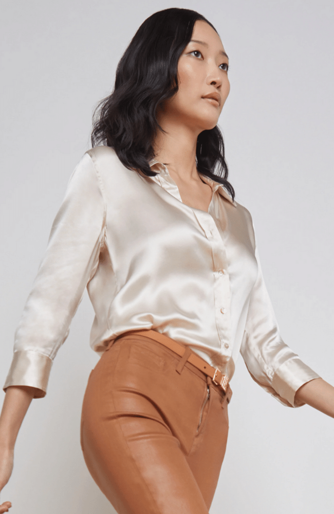 DANI SILK BLOUSE in CHAMPAGNE-L'AGENCE-FLOW BY NICOLE CANADA