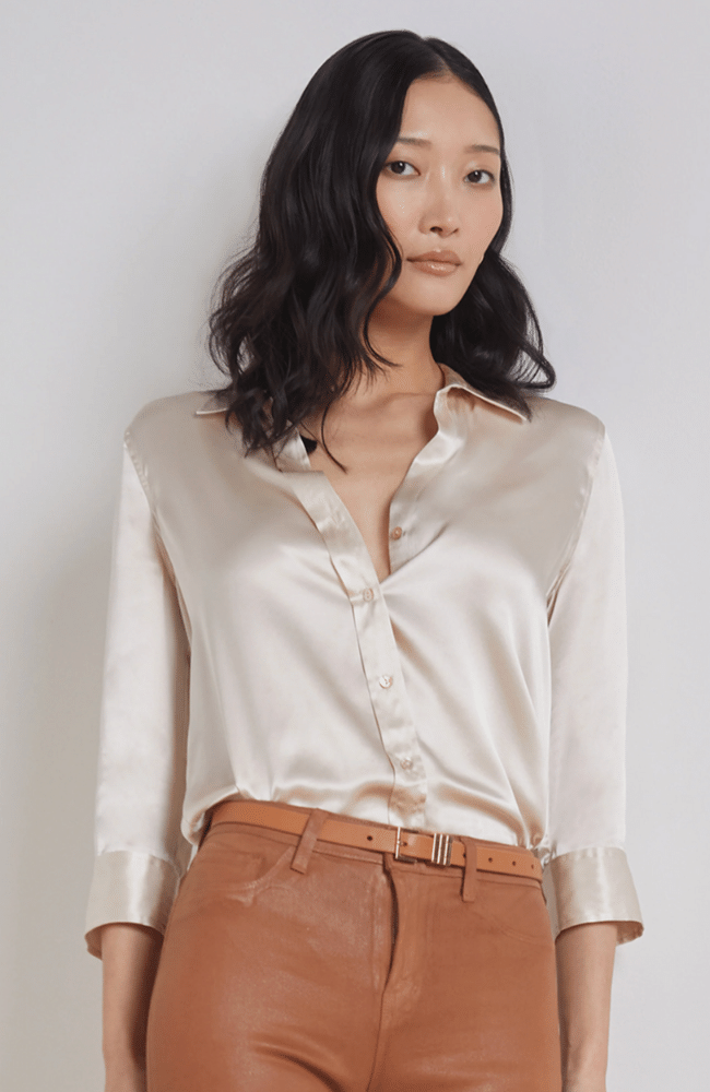 DANI SILK BLOUSE in CHAMPAGNE-L'AGENCE-FLOW BY NICOLE CANADA