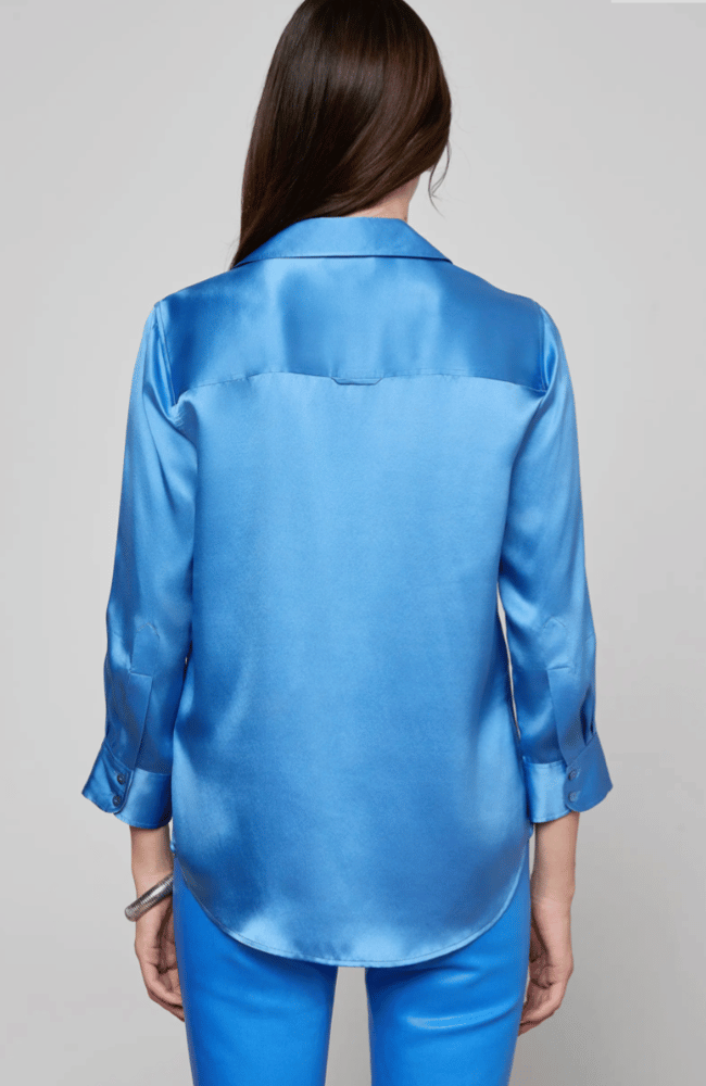 DANI SILK BLOUSE in REGATTA BLUE-L'AGENCE-FLOW BY NICOLE CANADA