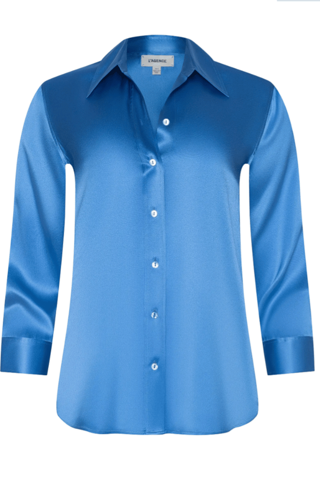 DANI SILK BLOUSE in REGATTA BLUE-L'AGENCE-FLOW BY NICOLE CANADA
