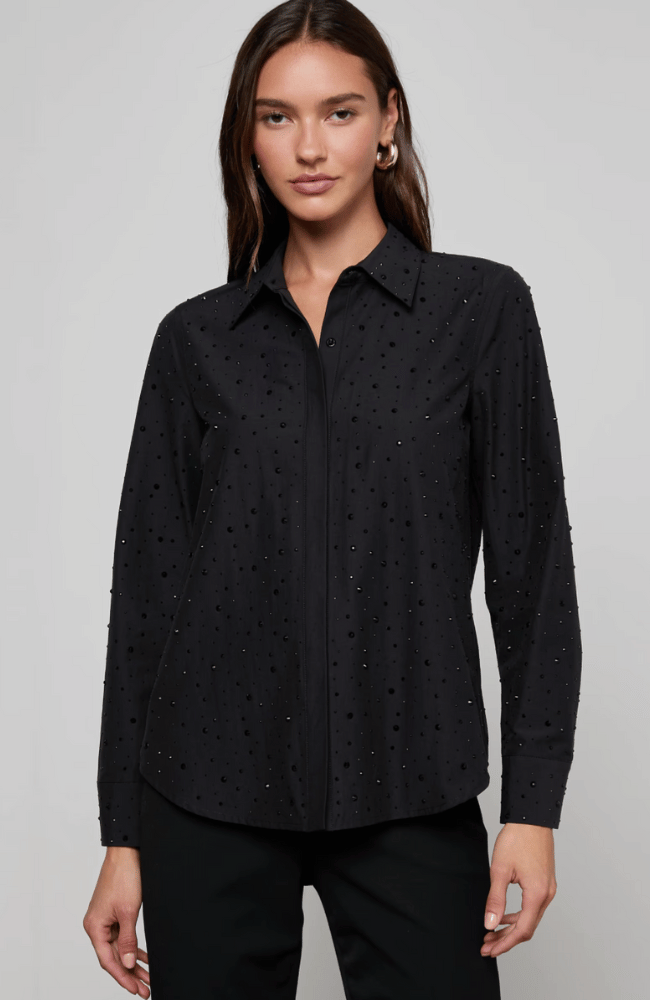 ELLERY CRYSTAL SHIRT in BLACK-L'AGENCE-FLOW BY NICOLE CANADA