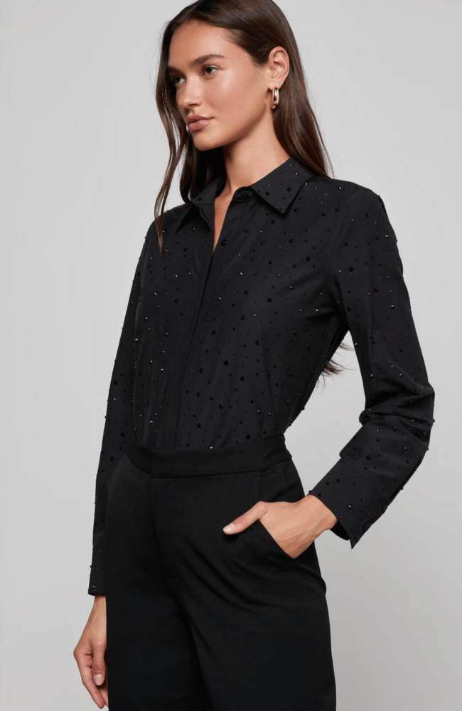 ELLERY CRYSTAL SHIRT in BLACK-L'AGENCE-FLOW BY NICOLE CANADA