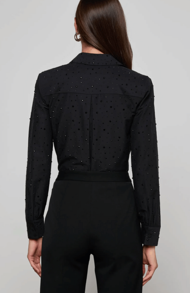 ELLERY CRYSTAL SHIRT in BLACK-L'AGENCE-FLOW BY NICOLE CANADA