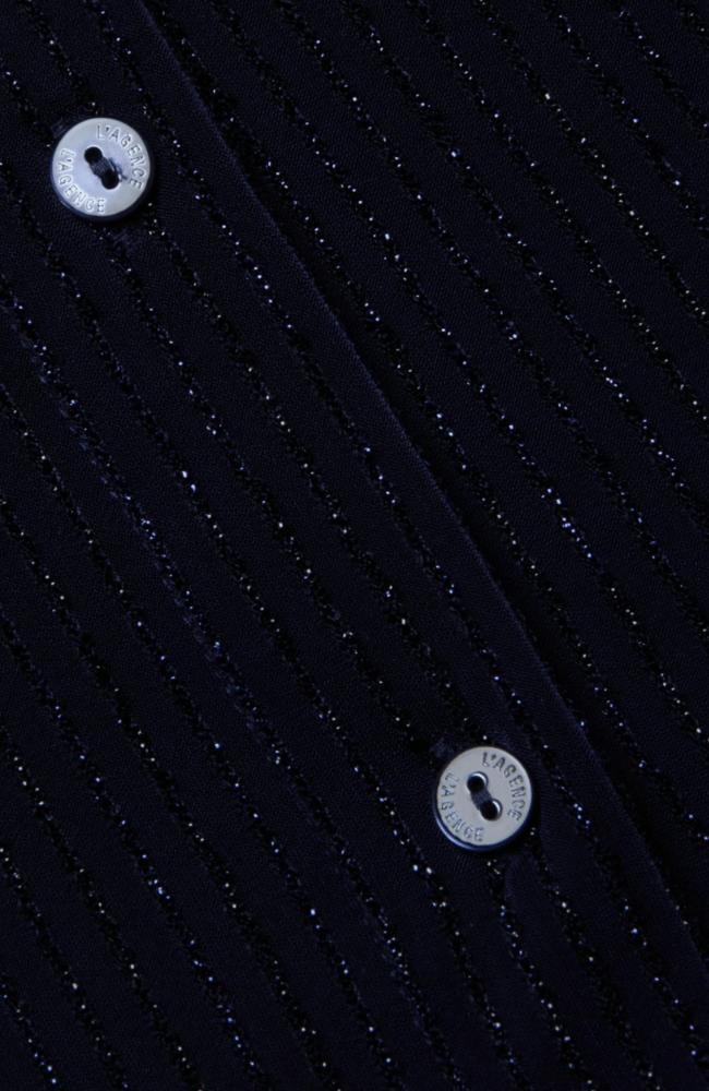 INDIANA FITTED BLOUSE in MIDNIGHT METALLIC PINSTRIPE-L'AGENCE-FLOW BY NICOLE CANADA