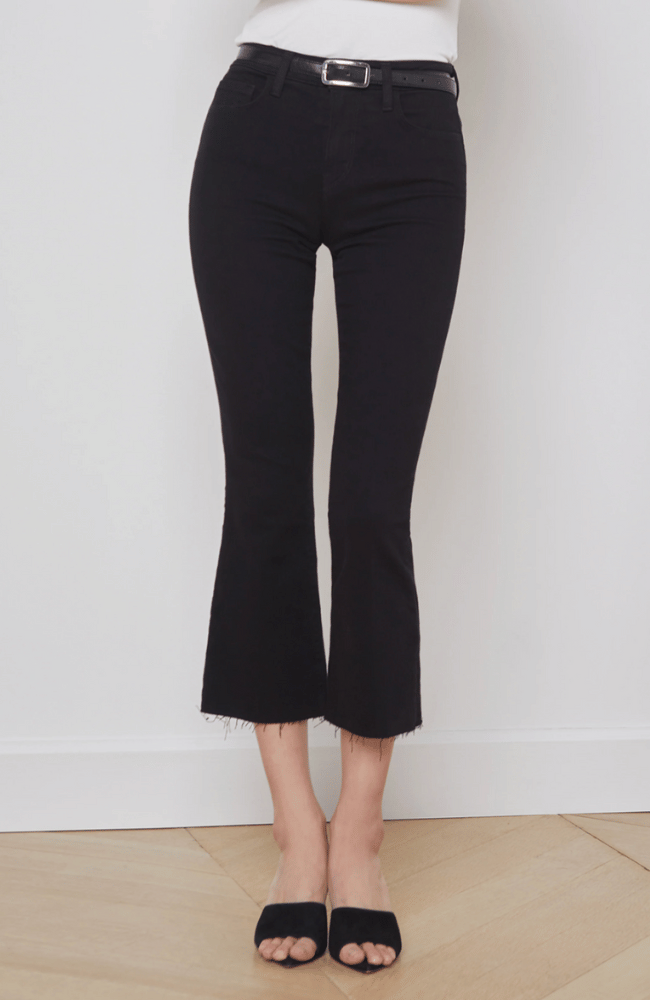 KENDRA CROPPED FLARE JEAN in BLACK-L'AGENCE-FLOW BY NICOLE CANADA