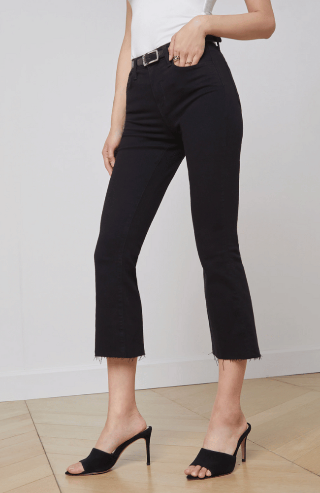 KENDRA CROPPED FLARE JEAN in BLACK-L'AGENCE-FLOW BY NICOLE CANADA