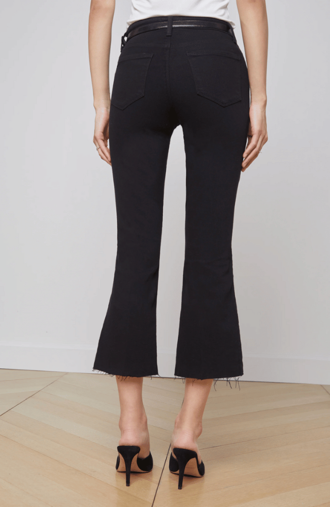 KENDRA CROPPED FLARE JEAN in BLACK-L'AGENCE-FLOW BY NICOLE CANADA