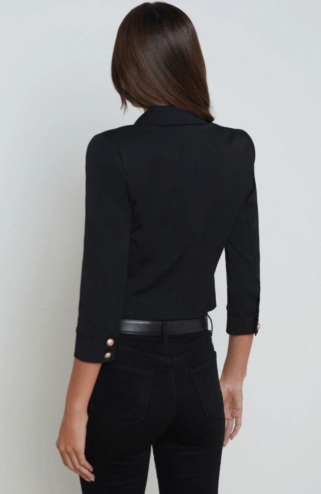 KUMI CROPPED FITTED JACKET BLACK-L'AGENCE-FLOW BY NICOLE CANADA
