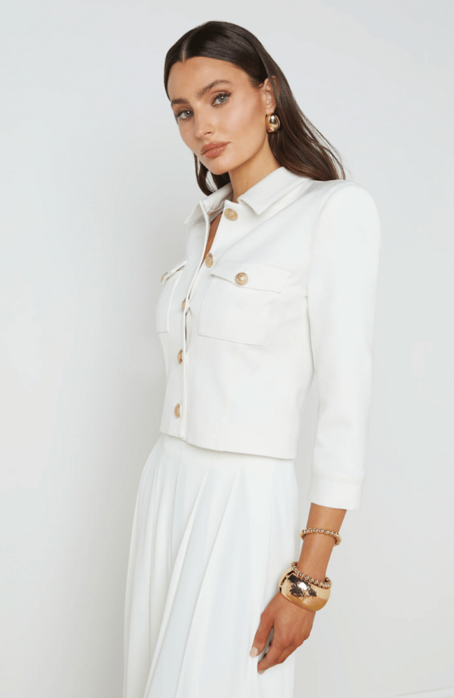 KUMI CROPPED JACKET in WHITE-L'AGENCE-FLOW BY NICOLE CANADA