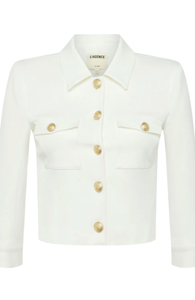 KUMI CROPPED JACKET in WHITE-L'AGENCE-FLOW BY NICOLE CANADA