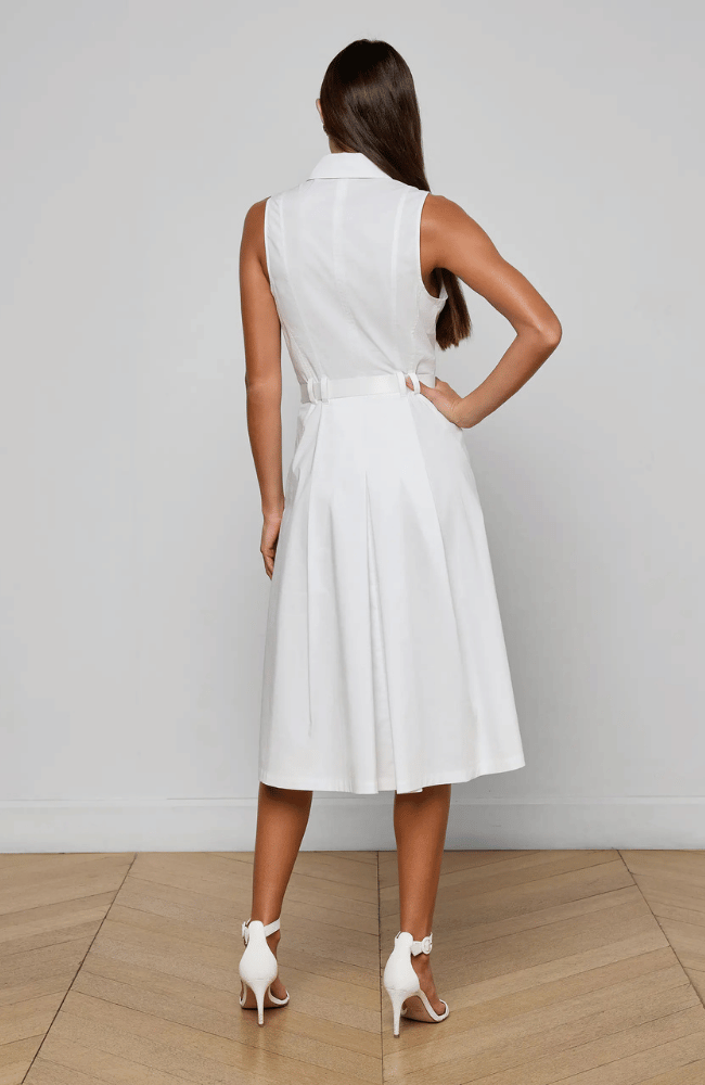 KYLO BELTED SHIRT DRESS in WHITE-L'AGENCE-FLOW BY NICOLE CANADA