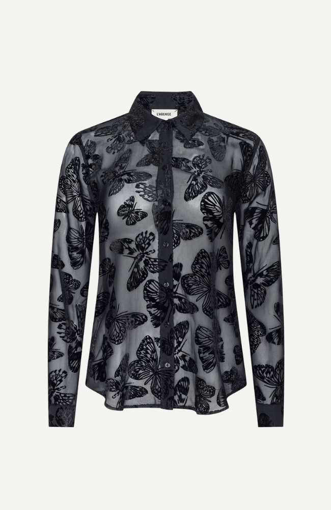 LAURENT BLOUSE in BLACK BUTTERFLY-L'AGENCE-FLOW BY NICOLE CANADA