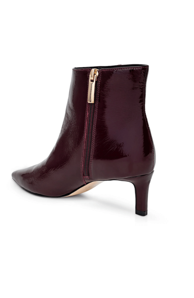 LILLY KITTEN HEEL BOOTIE in WINE PATENT-L'AGENCE-FLOW BY NICOLE CANADA