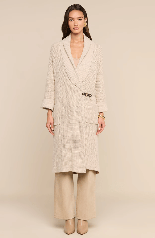 ORIELLE LONG CARDIGAN in ALMOND MILK