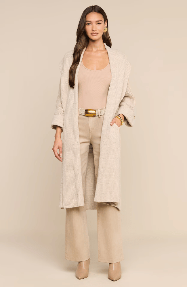 ORIELLE LONG CARDIGAN in ALMOND MILK