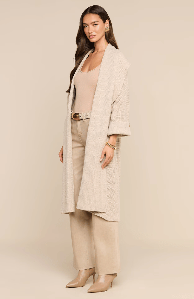 ORIELLE LONG CARDIGAN in ALMOND MILK