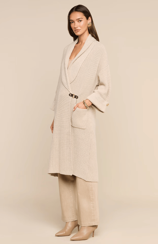 ORIELLE LONG CARDIGAN in ALMOND MILK
