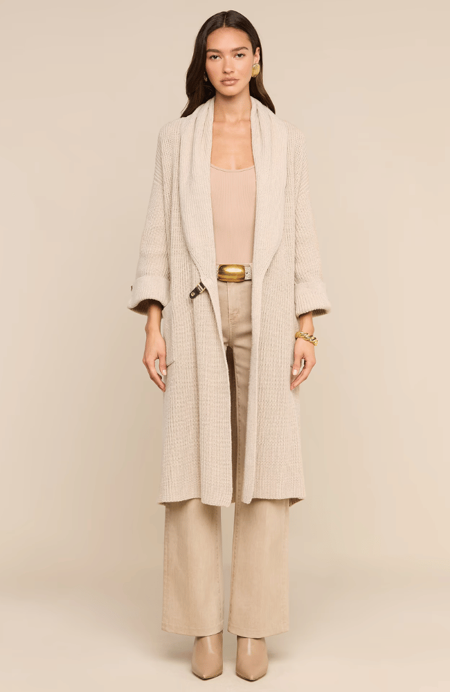 ORIELLE LONG CARDIGAN in ALMOND MILK