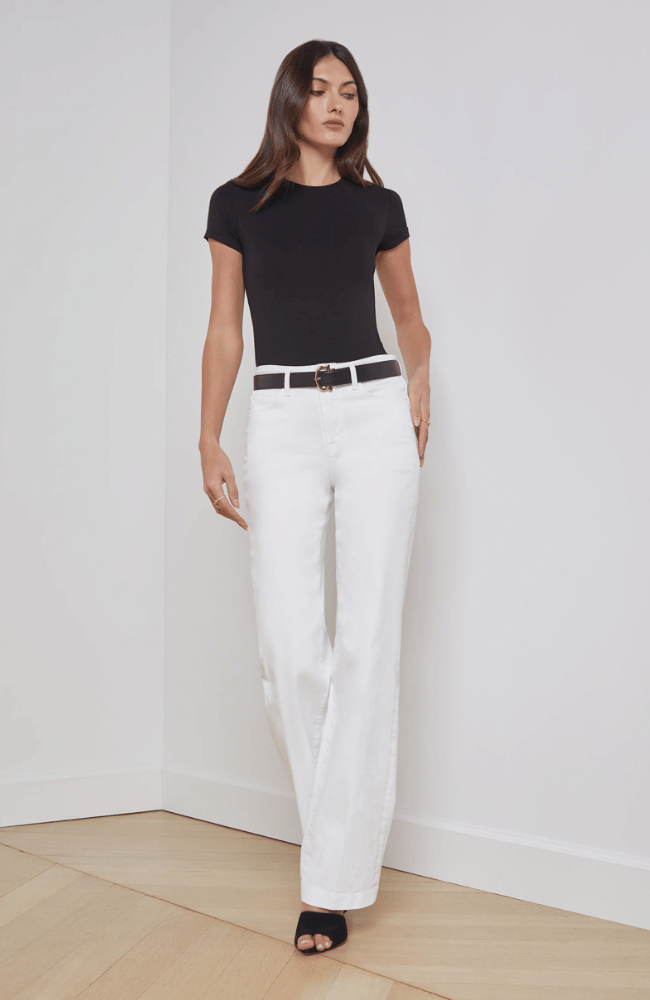 RESSI FITTED TEE in BLACK-L'AGENCE-FLOW BY NICOLE CANADA