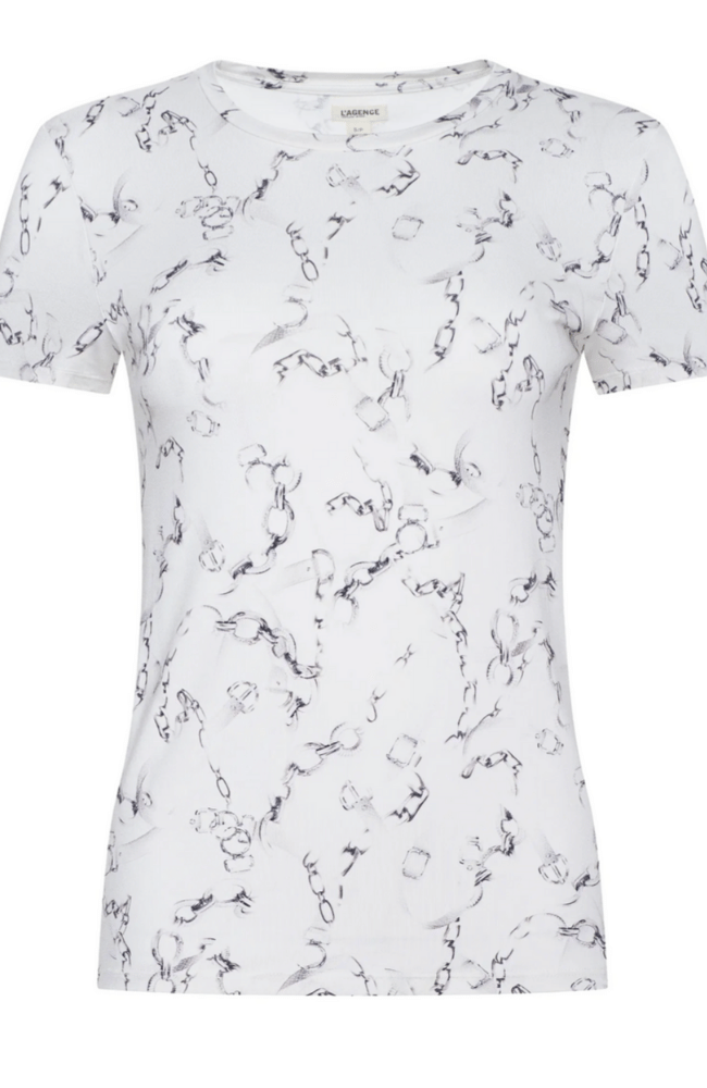 RESSI FITTED TEE in IVORY GREY/FADED CHAIN-L'AGENCE-FLOW BY NICOLE CANADA