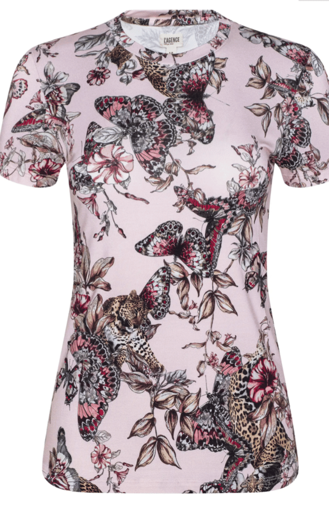 RESSI FITTED TEE in NECTAR PINK BUTTERFLY-L'AGENCE-FLOW BY NICOLE CANADA