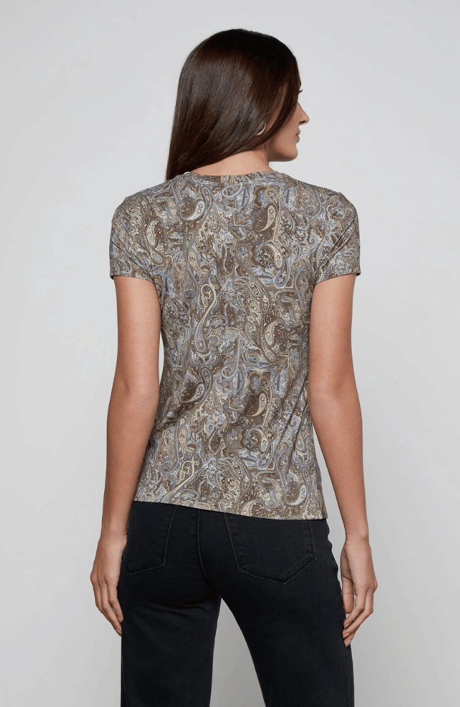 RESSI FITTED TEE in NEUTRAL BLUE PAISLEY-L'AGENCE-FLOW BY NICOLE CANADA