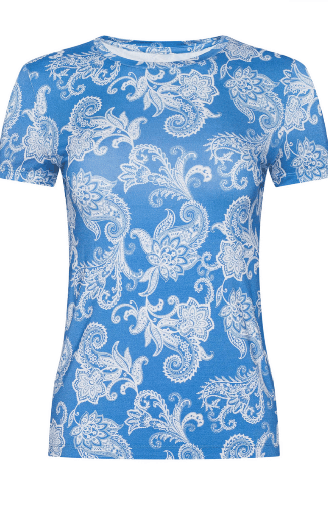 RESSI FITTED TEE in REGETTA BLUE IVORY PAISLEY-L'AGENCE-FLOW BY NICOLE CANADA