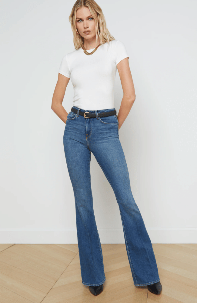RESSI FITTED TEE in WHITE-L'AGENCE-FLOW BY NICOLE CANADA