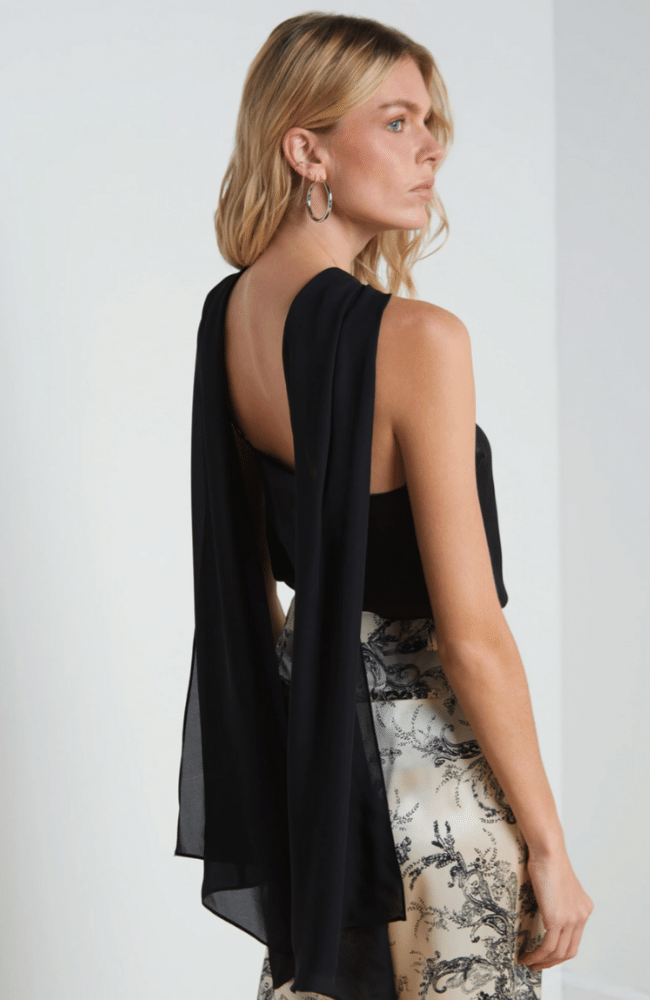 RIVIERA SHOULDER CAPE TOP BLACK-L'AGENCE-FLOW BY NICOLE CANADA