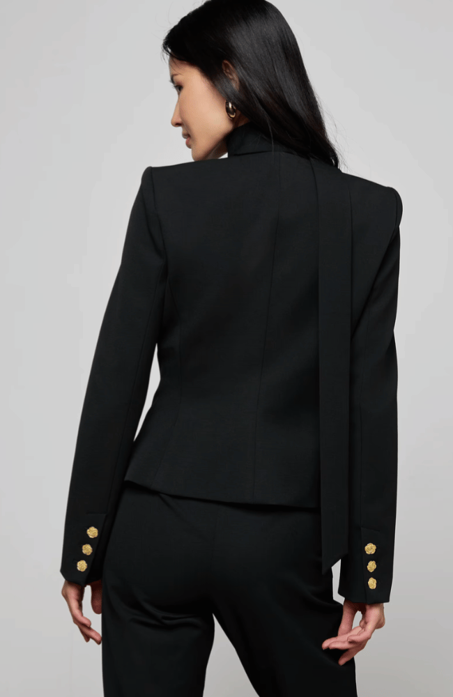 ROMY TIE NECK BLAZER in BLACK-L'AGENCE-FLOW BY NICOLE CANADA