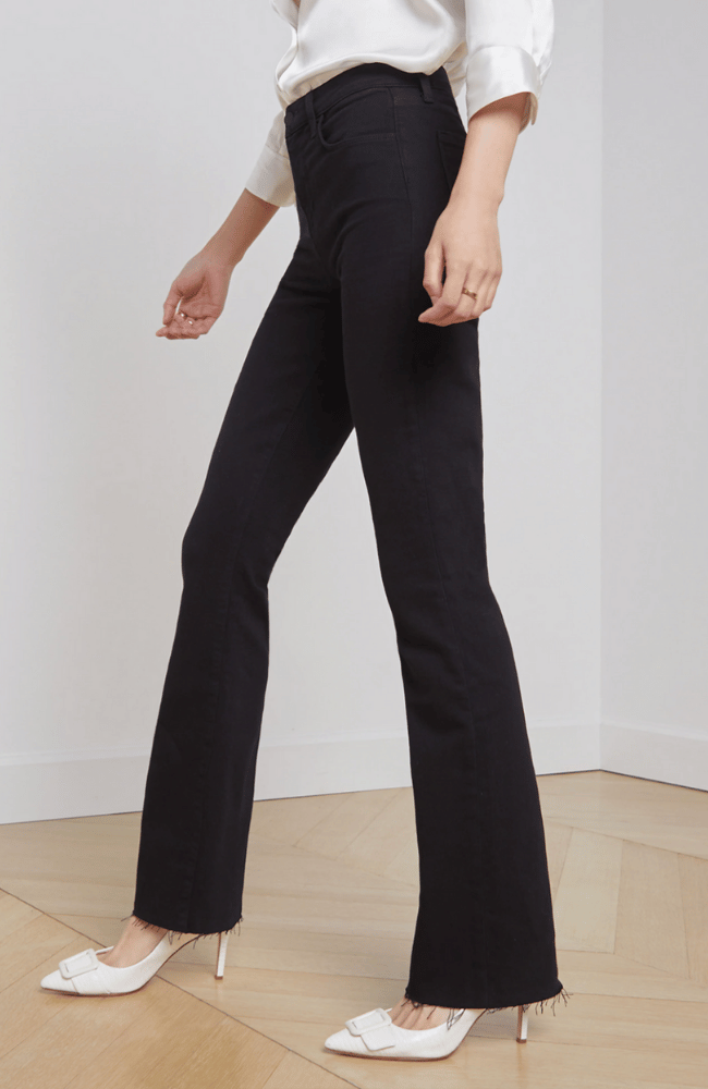 RUTH H/R STRAIGHT LEG RAW HEM BLACK-L'AGENCE-FLOW BY NICOLE CANADA