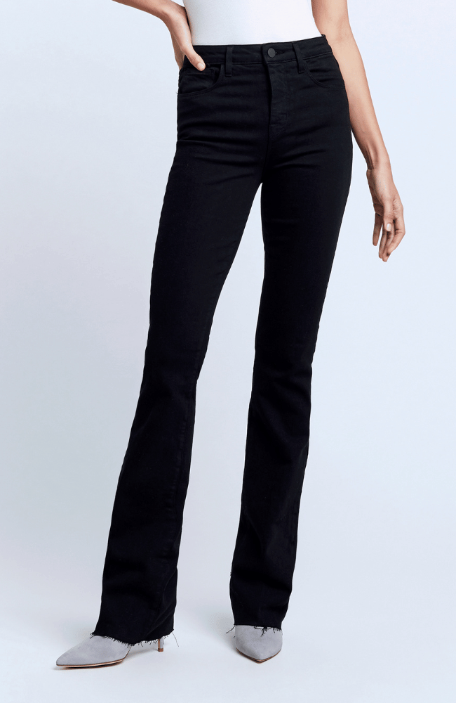 RUTH H/R STRAIGHT LEG RAW HEM BLACK-L'AGENCE-FLOW BY NICOLE CANADA