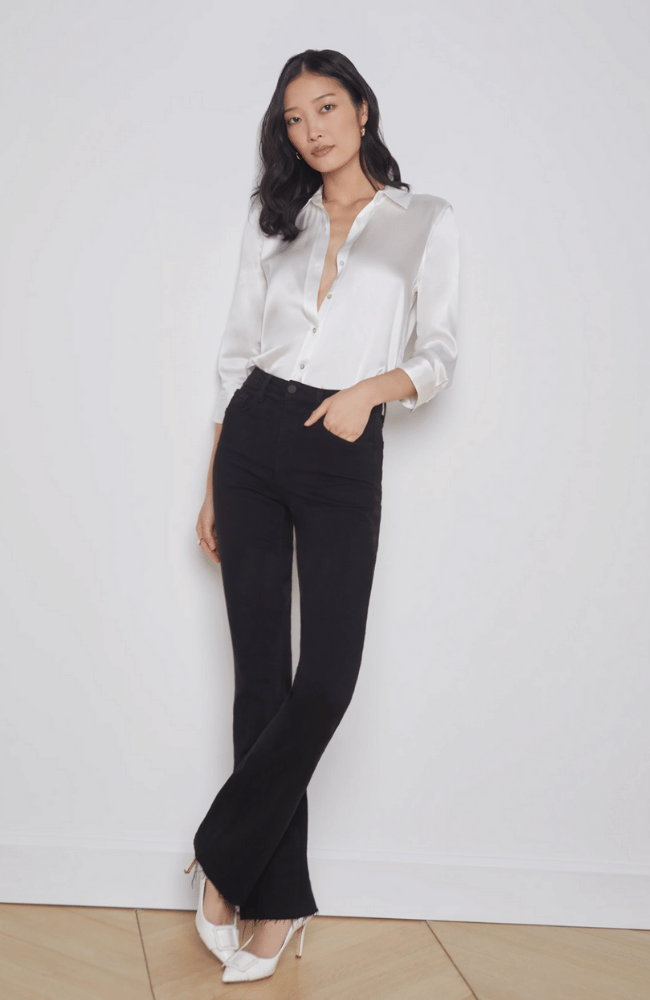 RUTH H/R STRAIGHT LEG RAW HEM BLACK-L'AGENCE-FLOW BY NICOLE CANADA
