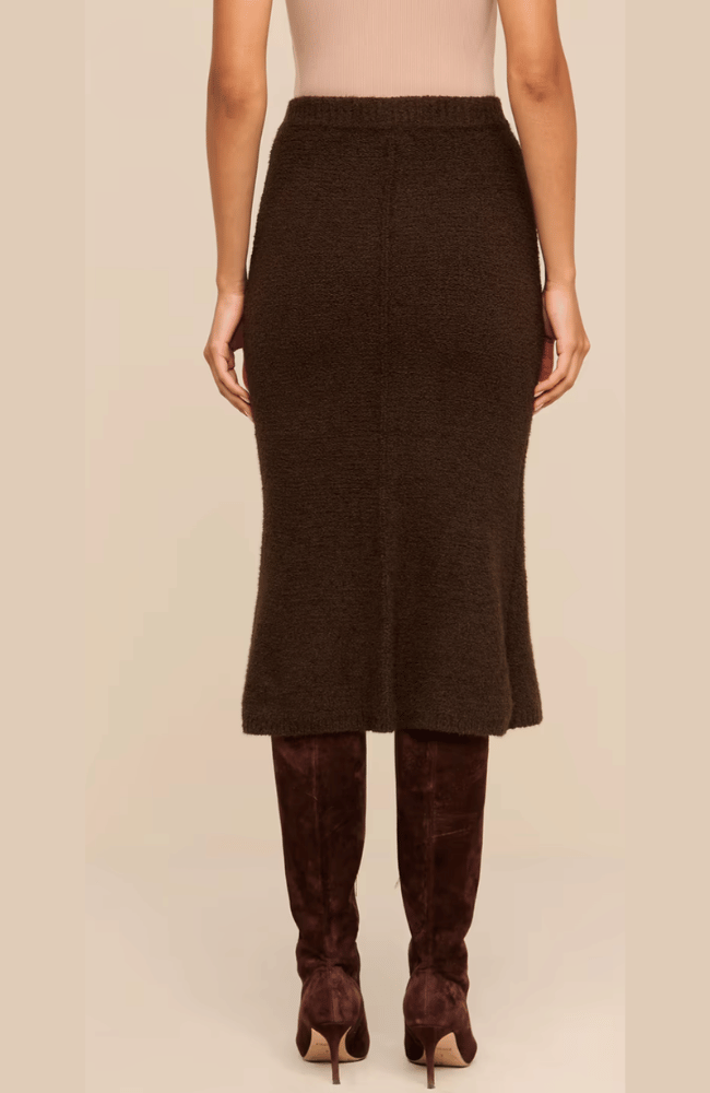 SALEM KNIT FLARE SKIRT in DARK BROWN