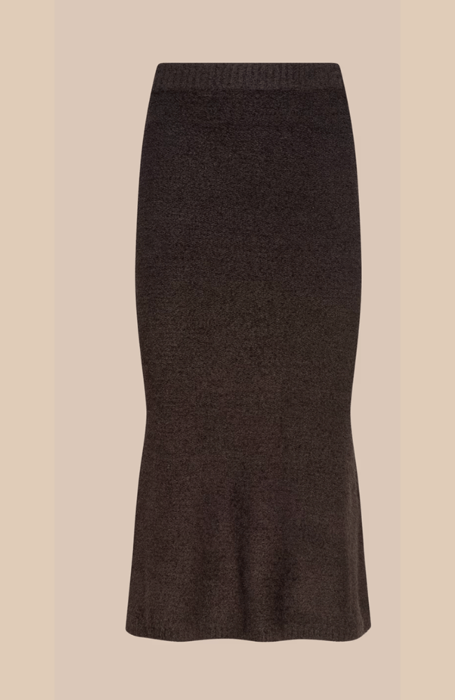 SALEM KNIT FLARE SKIRT in DARK BROWN