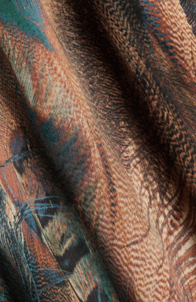 SERIDIE SILK SLIP DRESS in TEAL MULTI FEATHER-L'AGENCE-FLOW BY NICOLE CANADA