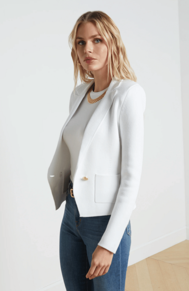 SOFIA KNIT BLAZER WHITE-L'AGENCE-FLOW BY NICOLE CANADA