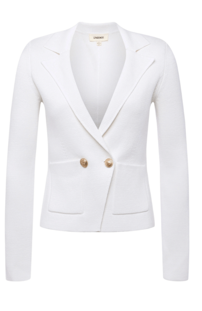 SOFIA KNIT BLAZER WHITE-L'AGENCE-FLOW BY NICOLE CANADA