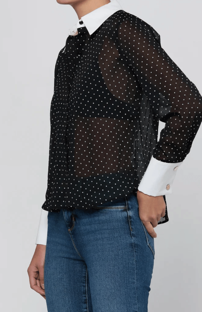 SONA POPLIN COLLAR BLOUSE in POLKA DOT-L'AGENCE-FLOW BY NICOLE CANADA