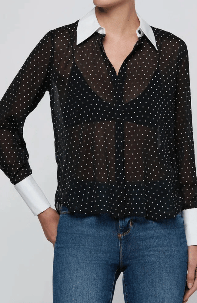 SONA POPLIN COLLAR BLOUSE in POLKA DOT