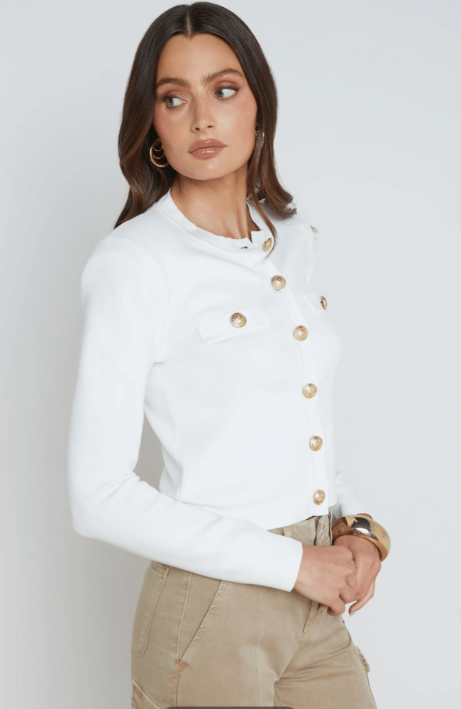 TOULOUSE CARDIGAN in IVORY-L'AGENCE-FLOW BY NICOLE CANADA