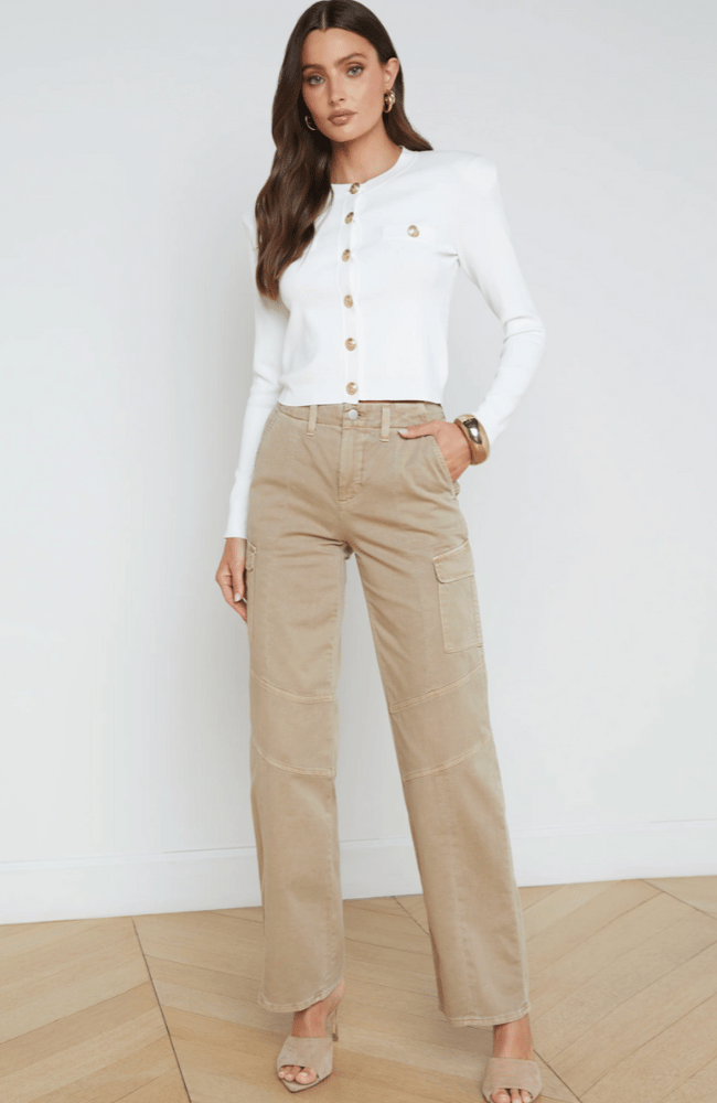 TOULOUSE CARDIGAN in IVORY-L'AGENCE-FLOW BY NICOLE CANADA