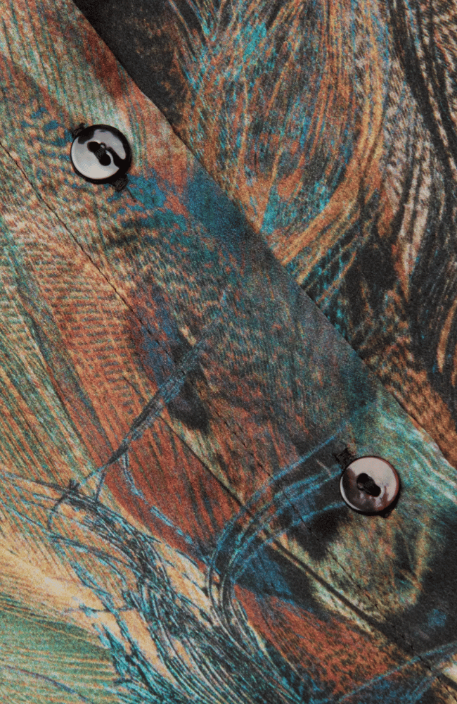 TYLER BLOUSE in TEAL MIX MULTI FEATHER-L'AGENCE-FLOW BY NICOLE CANADA