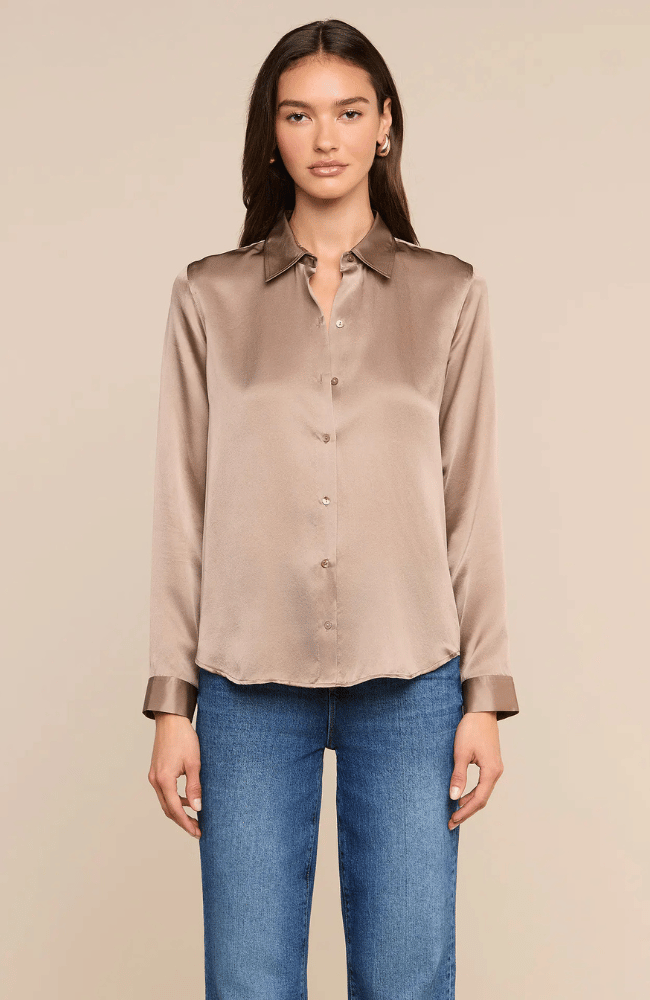 TYLER LONG SLEEVE BLOUSE in LIGHT CARDAMOM