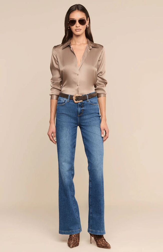 TYLER LONG SLEEVE BLOUSE in LIGHT CARDAMOM
