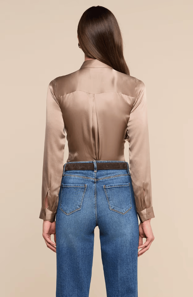TYLER LONG SLEEVE BLOUSE in LIGHT CARDAMOM