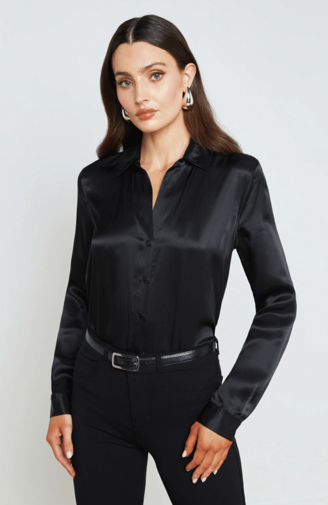 TYLER SILK BLOUSE - BLACK-L'AGENCE-FLOW BY NICOLE CANADA