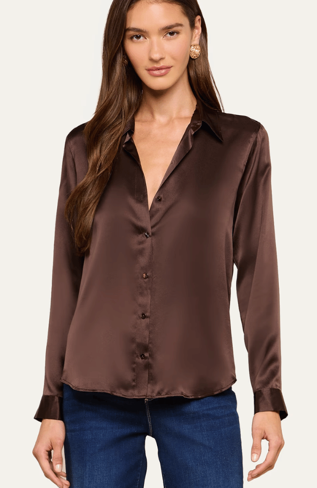 TYLER SILK BLOUSE in DARK JAVA-L'AGENCE-FLOW BY NICOLE CANADA