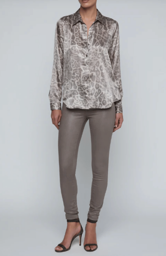 TYLER SILK BLOUSE in GREY MULTI LEOPARD-L'AGENCE-FLOW BY NICOLE CANADA