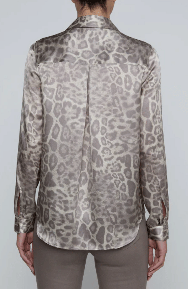 TYLER SILK BLOUSE in GREY MULTI LEOPARD-L'AGENCE-FLOW BY NICOLE CANADA